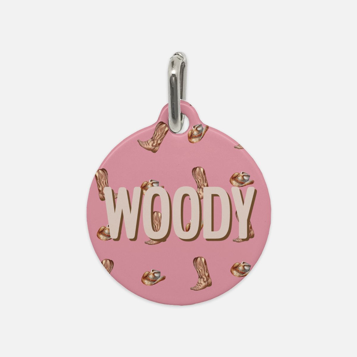 Western Woof Round Custom Metal Pet Tag