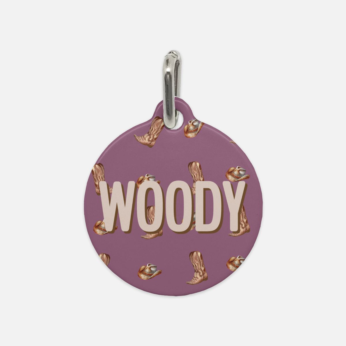 Western Woof Round Custom Metal Pet Tag