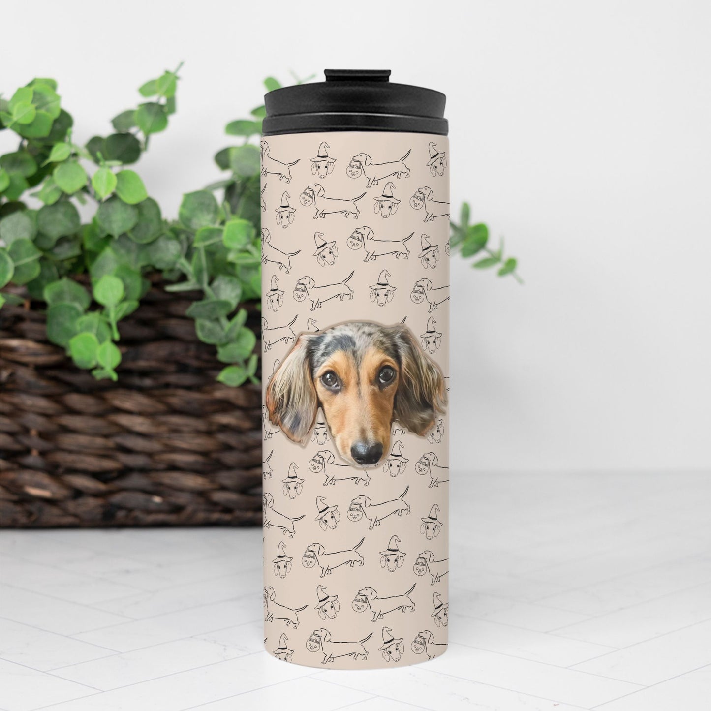 Dachshund Stroll Halloween Edition Custom 16 oz Thermal Tumbler