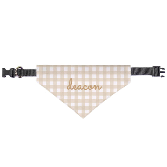 Taupe Gingham Collar Bandana