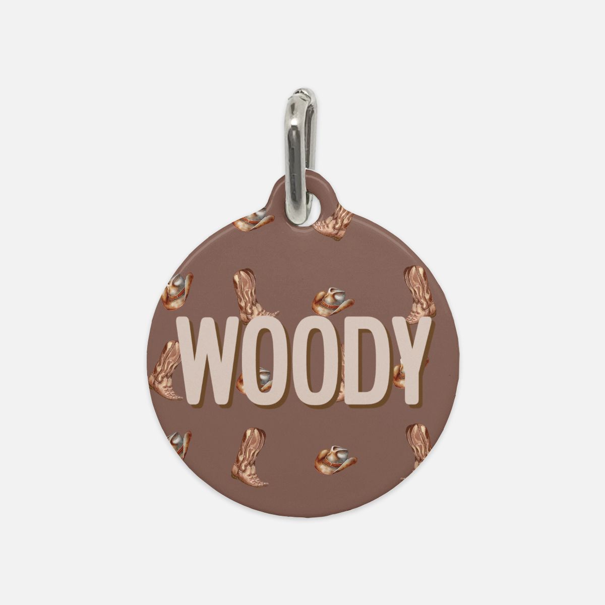 Western Woof Round Custom Metal Pet Tag