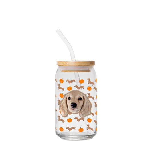 Pumpkins & Pups Custom Can-Shaped Glass