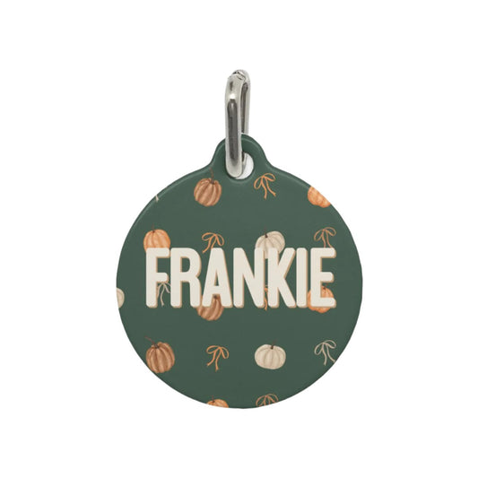 Autumn Coquette Party Round Custom Metal Pet Tag