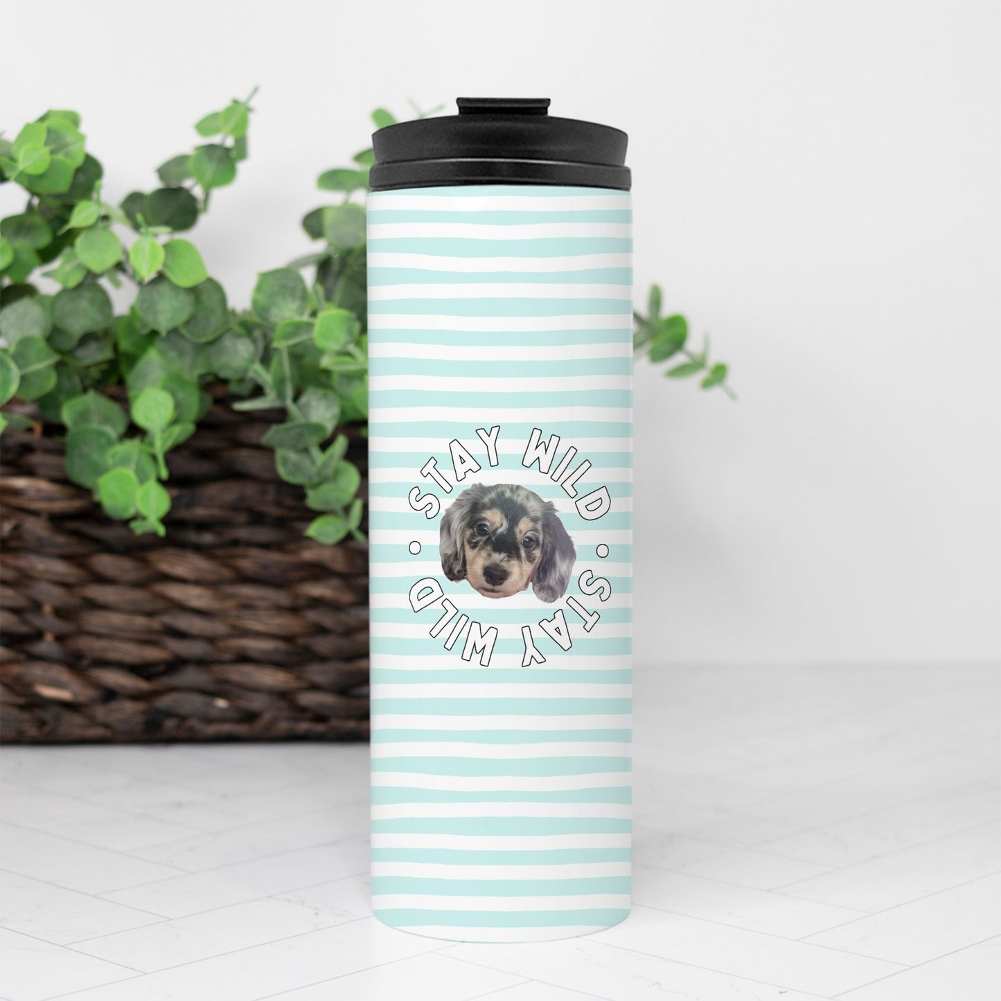 Personalized 'Stay Wild" Striped Custom Thermal Tumbler 16 oz.