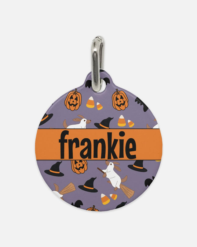 Happy Halloweenie Custom Round Metal Pet Tag