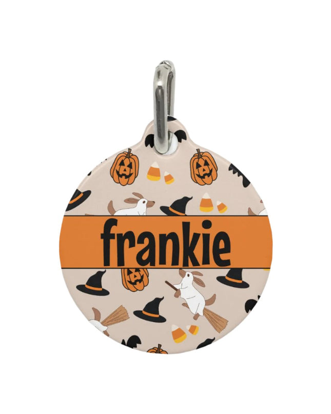 Happy Halloweenie Custom Round Metal Pet Tag