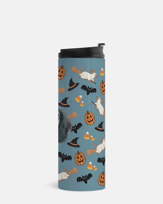 Happy Halloweenie Custom 16oz Thermal Tumbler – Personalized with Your Pet’s Face