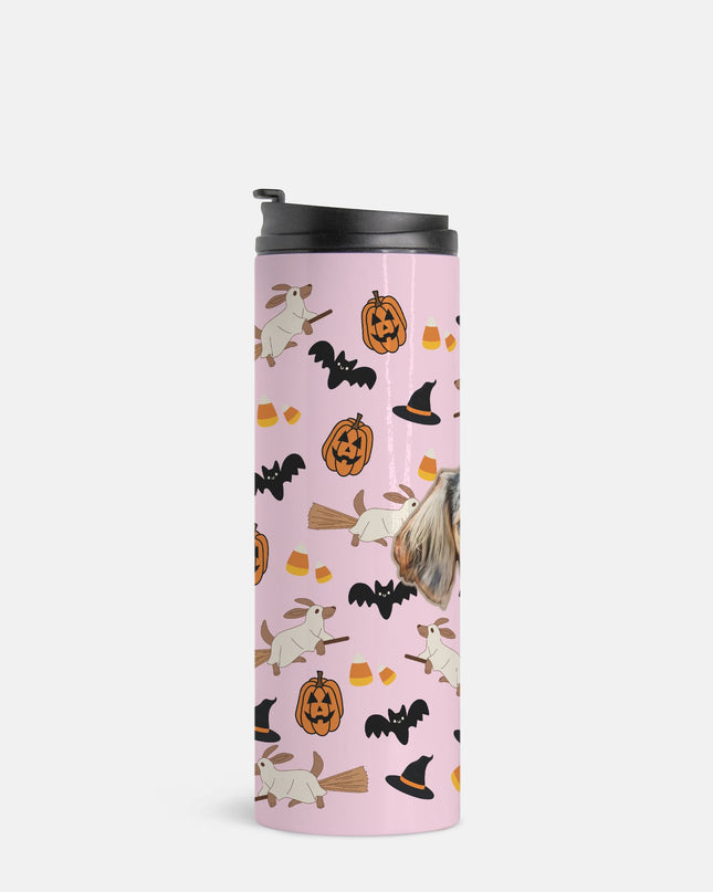 Happy Halloweenie Custom 16oz Thermal Tumbler – Personalized with Your Pet’s Face