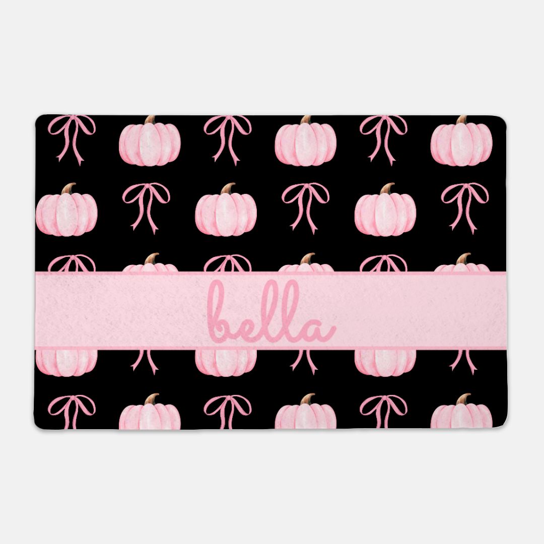 Pink Pumpkin Coquette Pet Food Mat (12x18)