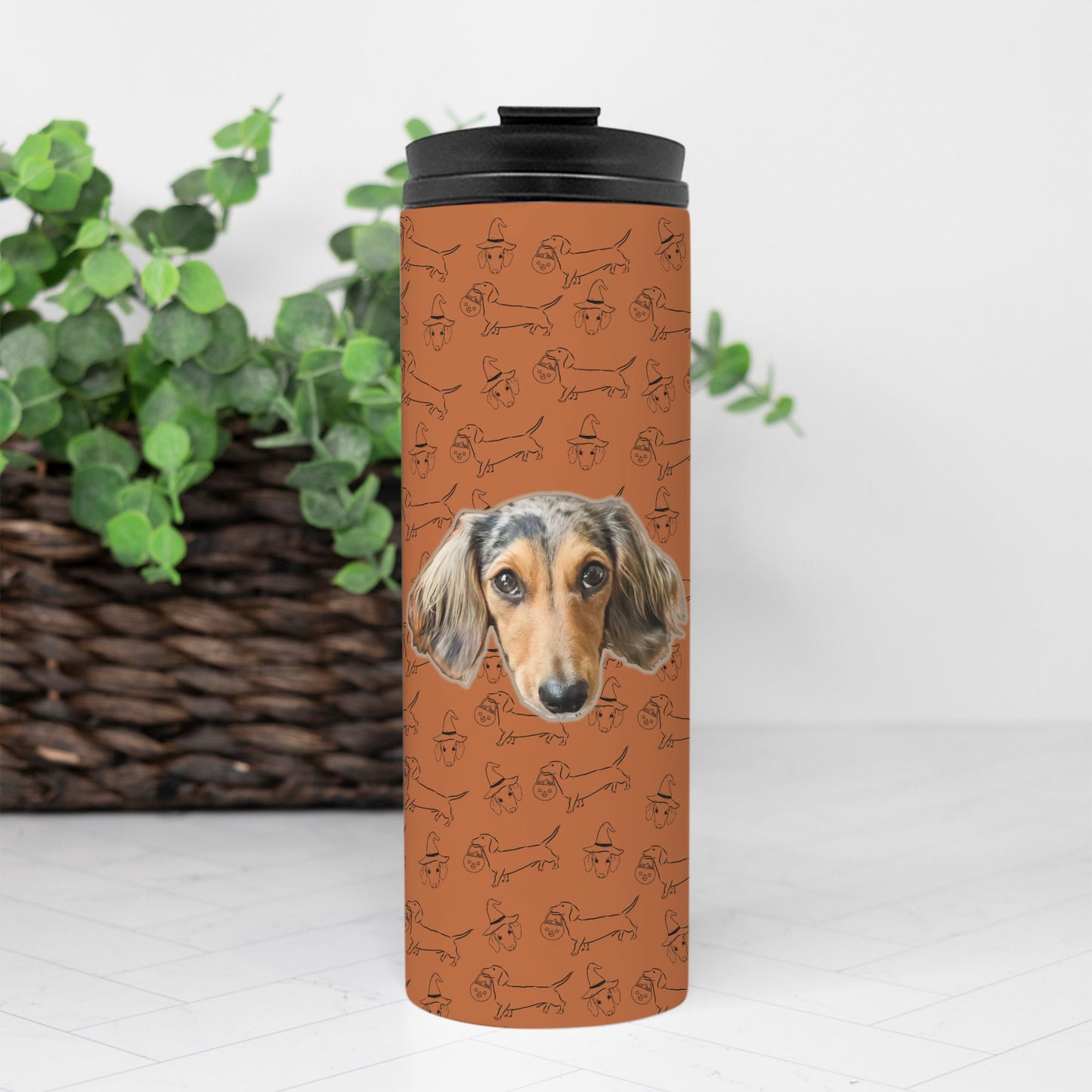 Dachshund Stroll Halloween Edition Custom 16 oz Thermal Tumbler