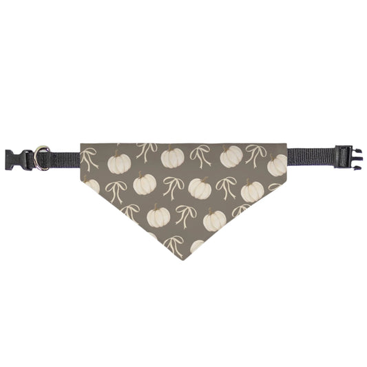 Neutral Harvest Hues: Bows & Pumpkins Collar Bandana