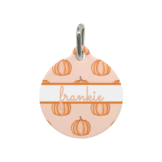 Pumpkin Pastel Party Custom Round Metal Pet Tag