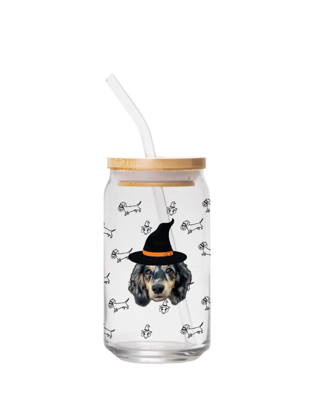 Dachshund Stroll Halloween Edition Custom Can-Shaped Glass