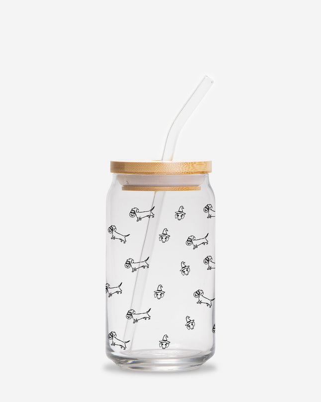 Dachshund Stroll Halloween Edition Custom Can-Shaped Glass