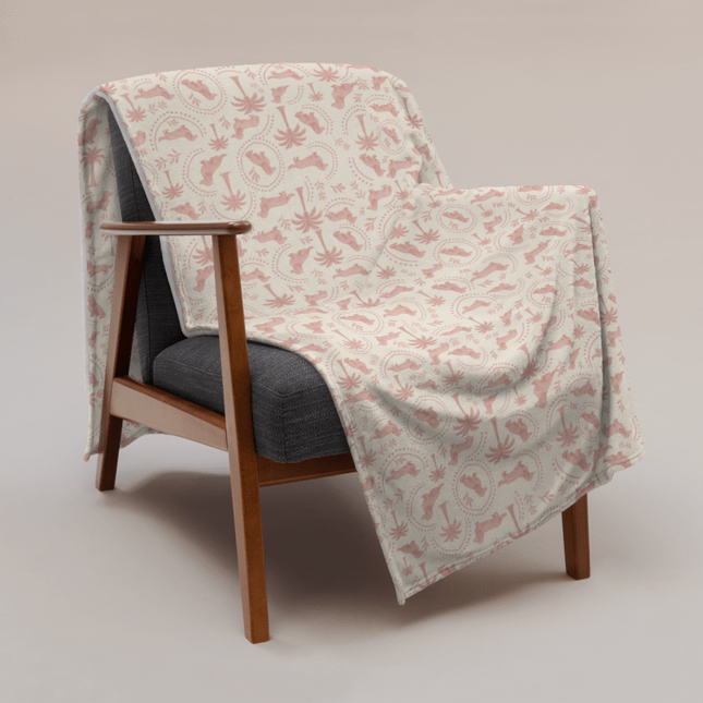Super Soft Throw Blanket - Blush Doxie Tropic Toile  (50x60 / 60x80)