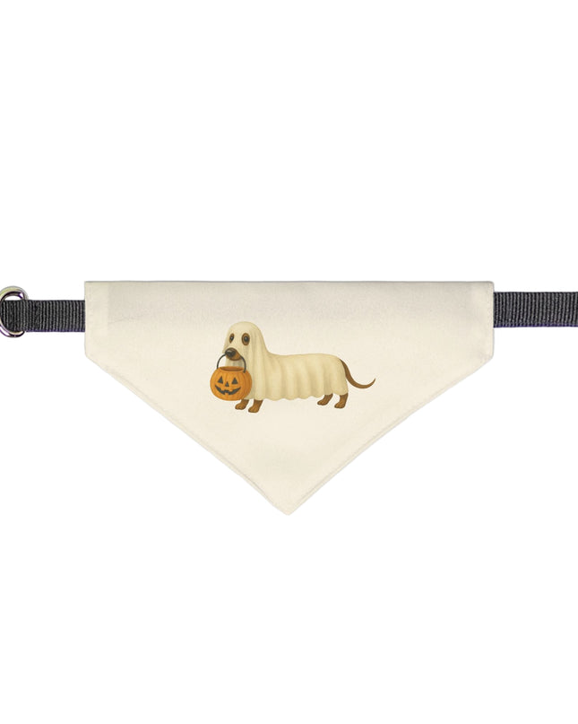 On Collar Pet Bandana  - Spooky Sausage: Halloween Dachshund Design