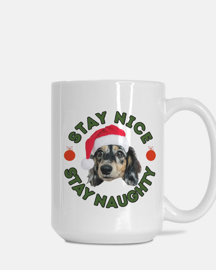 Personalized Mug - Stay Naughty + Stay Nice Pet Portrait