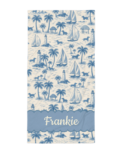 Dachshund Towel – Coastal Toile Dog Lover Towel