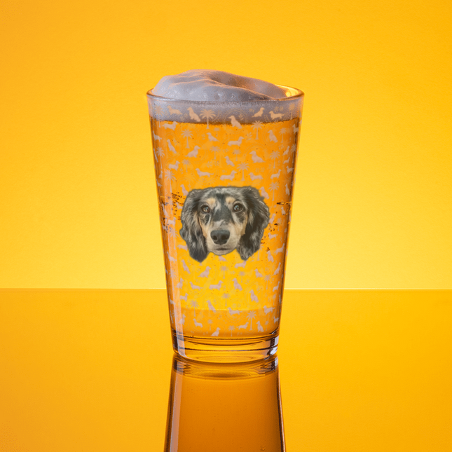 Beer Pint Glass - Blush Doxie Tropic Toile