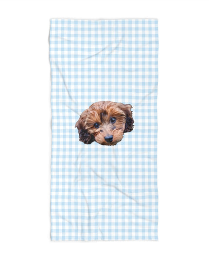 Pink Or Blue Gingham Custom Beach Towel