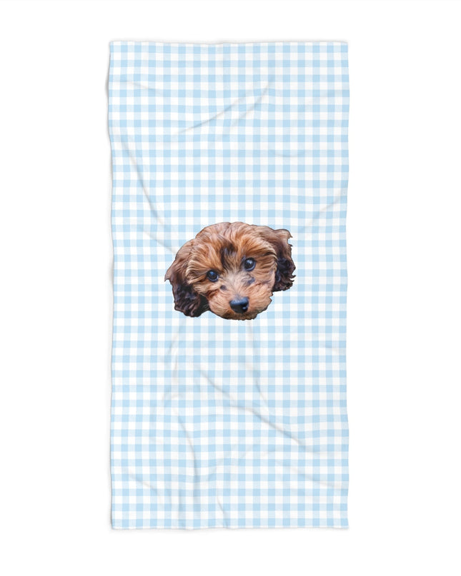 Pink Or Blue Gingham Custom Beach Towel