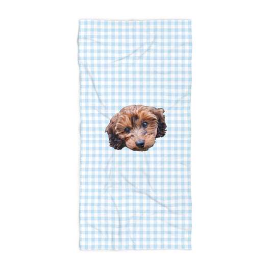 Pink Or Blue Gingham Custom Beach Towel