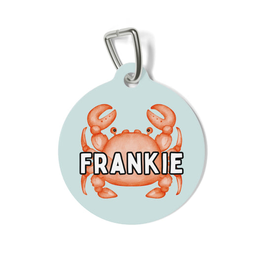 Coastal Crabbie Custom Round Metal Pet Tag