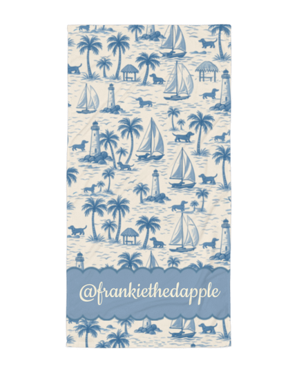 Dachshund Towel – Coastal Toile Dog Lover Towel