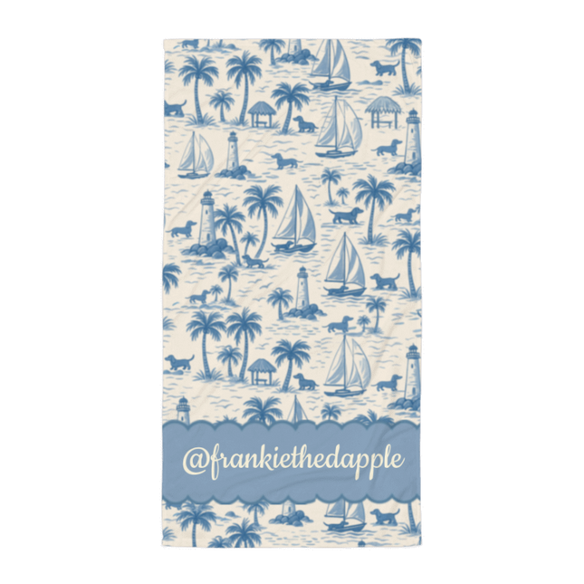Dachshund Towel – Coastal Toile Dog Lover Towel