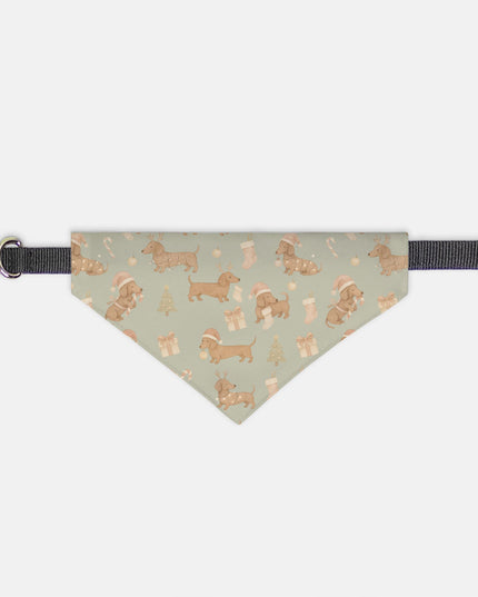 On Collar Dog Bandana  - Deck The Dachshund Paws