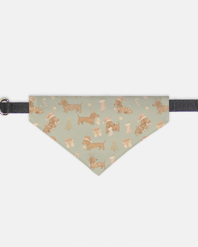 On Collar Dog Bandana  - Deck The Dachshund Paws