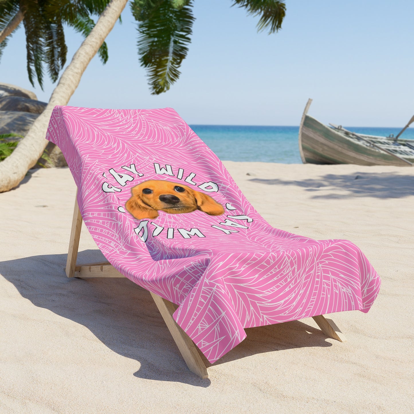 Palm Paradise 'Stay Wild' Custom Beach Towel