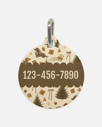 Pet Tag - Rustic Dachshund Coquette Christmas