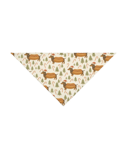 Dog bandana with Christmas-themed pattern on a light gray background