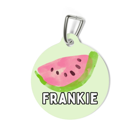 Wow Watermelon Custom Round Metal Pet Tag