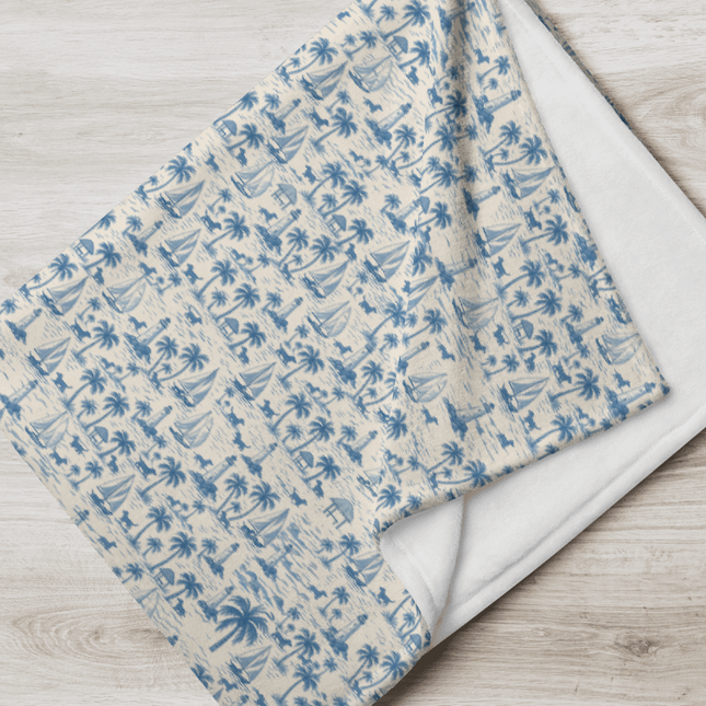 Super Soft Throw Blanket – Coastal Doxie Toile (50x60 / 60x80)