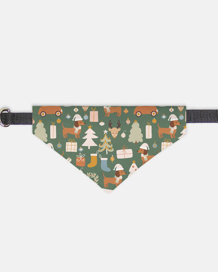 On Collar Dog Bandana  - Dachshund Holiday Wishes
