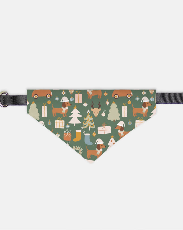 On Collar Dog Bandana  - Dachshund Holiday Wishes