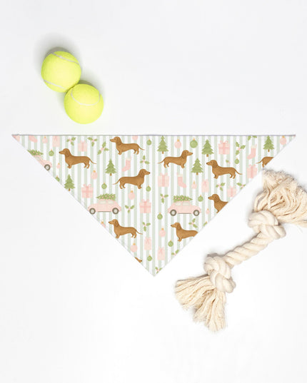 Tie On Dog Bandana - Rustic Christmas Wiener Wonderland