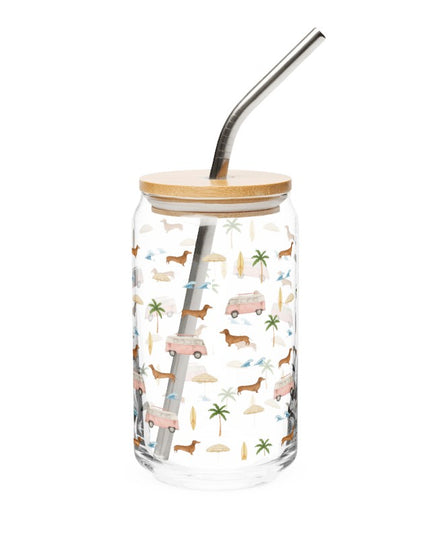 16 oz Can-Shaped Glass - Beach Cruisin' Wiener Dogs