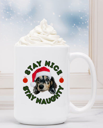 Personalized Mug - Stay Naughty + Stay Nice Pet Portrait