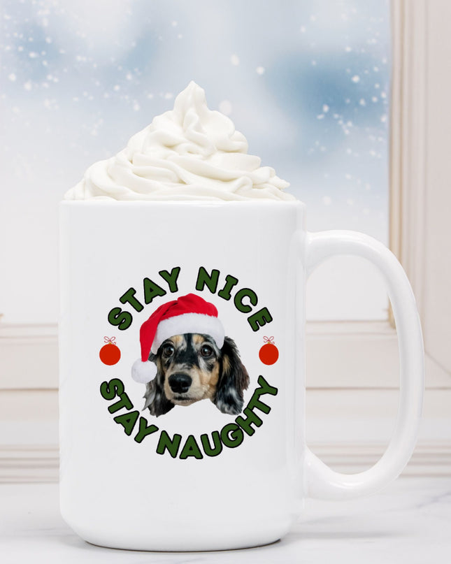 Personalized Mug - Stay Naughty + Stay Nice Pet Portrait