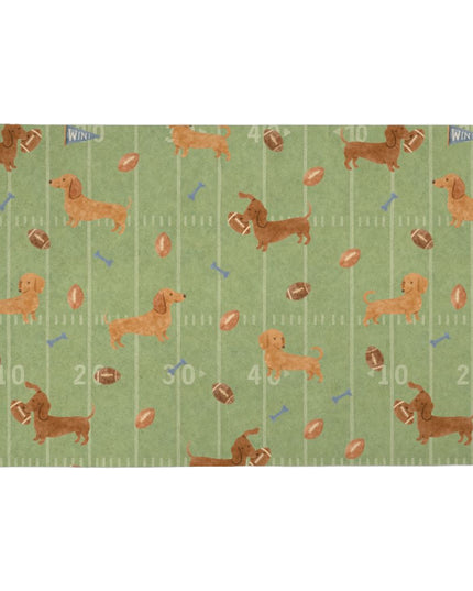 Football season dachshund themed dog feeding mat by my doxie depot