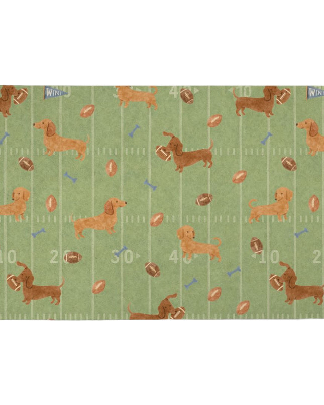 Football season dachshund themed dog feeding mat by my doxie depot