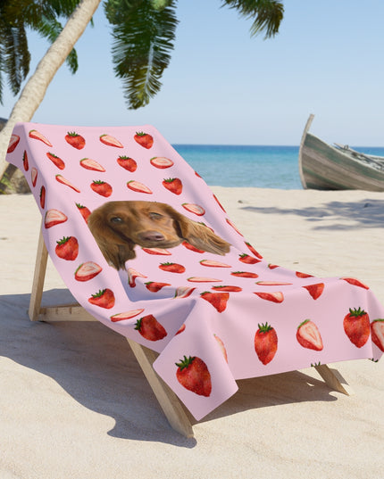 Summer Strawberries Custom Beach Towel