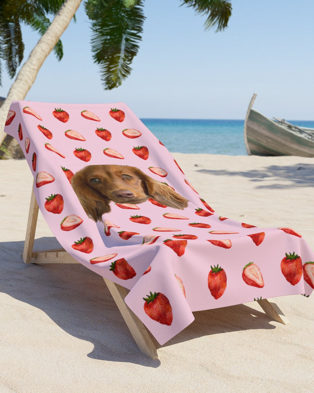 Summer Strawberries Custom Beach Towel