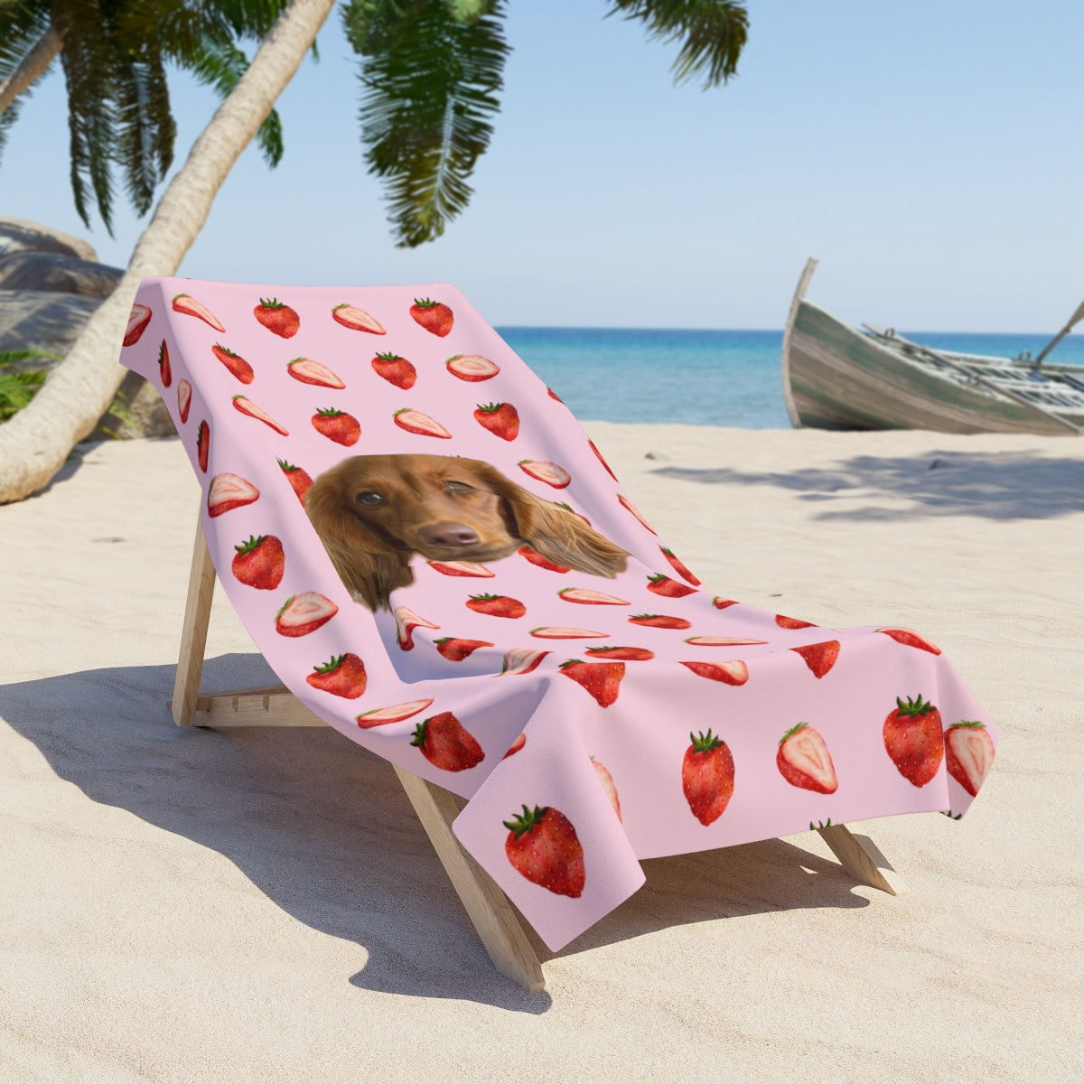 Summer Strawberries Custom Beach Towel