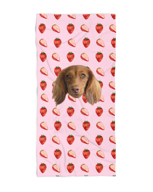 Summer Strawberries Custom Beach Towel