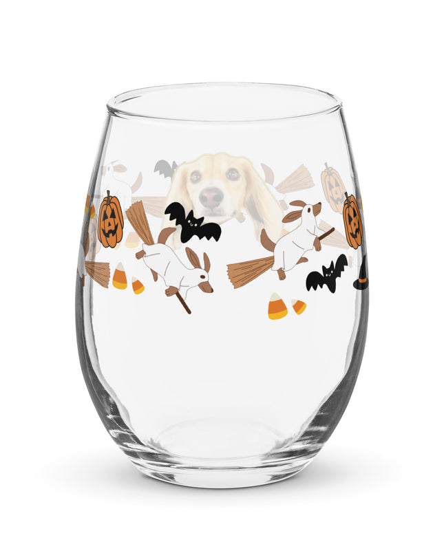 Happy Halloweenie Custom Stemless Wine Glass