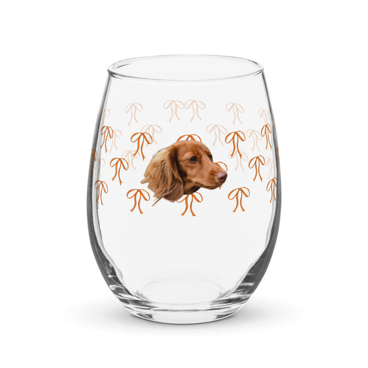 Rust Bows Stemless Wine Glass